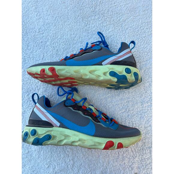 Nike React Element 55 Volt Dark Grey Photo Blue Size 8.5